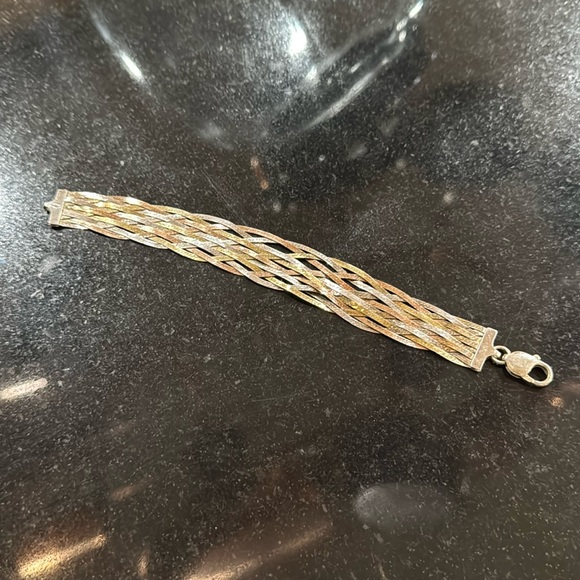 Jewelry - Sterling Silver 925 Braided Herringbone Bracelet 7.5" MILOR Italy